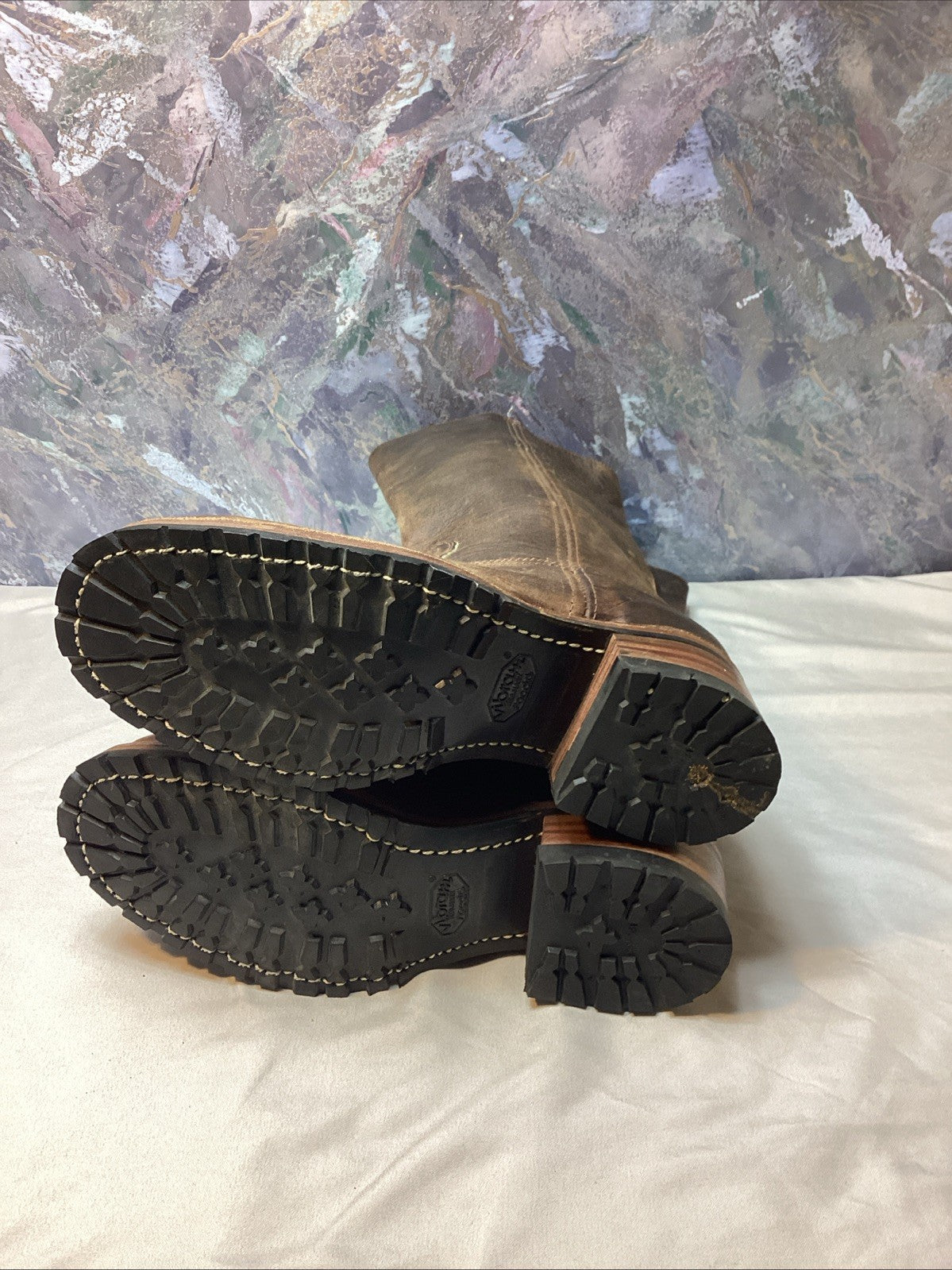 Frye Campus Boots Women 8 M Brown Distressed Square Toe Western