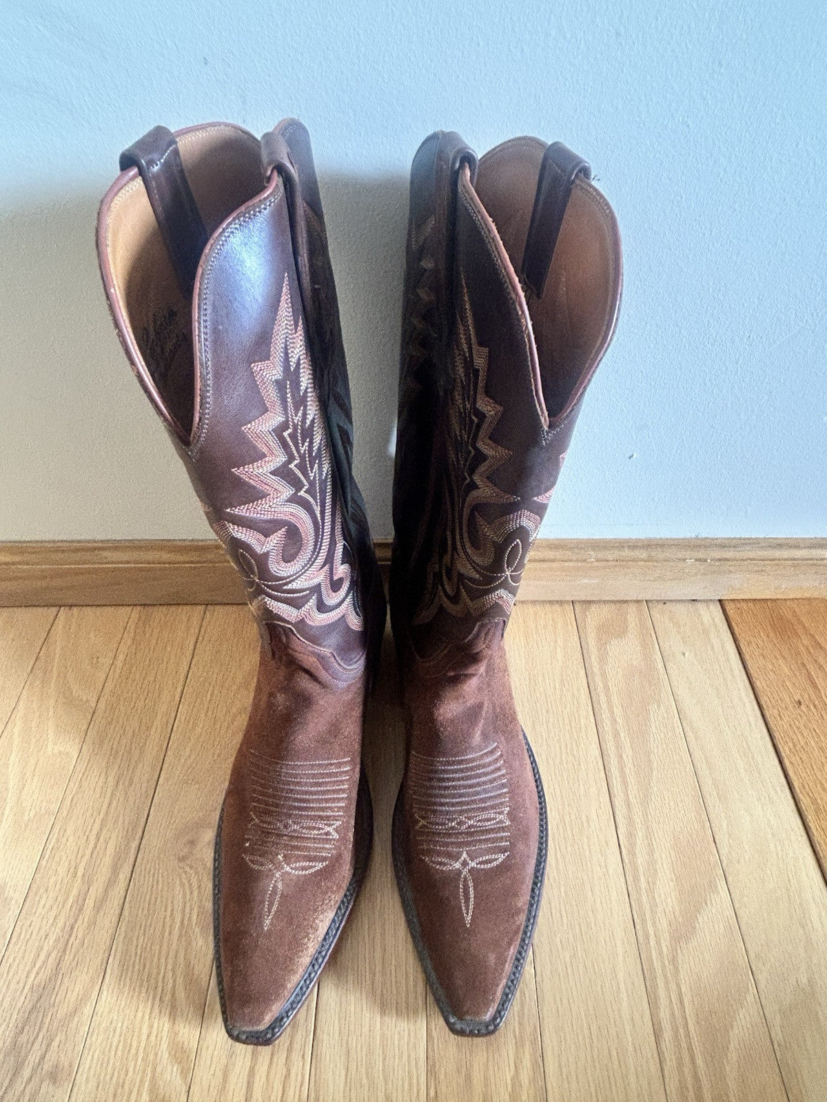 Women's Brown Leather LUCCHESE Classics L0503 Cowgirl Western Riding Boots 7.5B