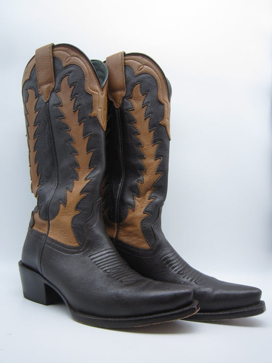 WOMENS 5.5 B TECOVAS BIRTHDAY VII NUMBERED COWBOY BOOTS BROWN DEERSKIN LEATHER