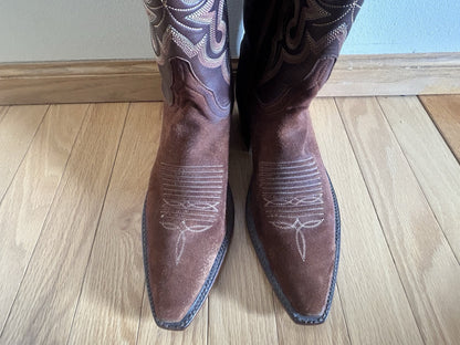 Women's Brown Leather LUCCHESE Classics L0503 Cowgirl Western Riding Boots 7.5B