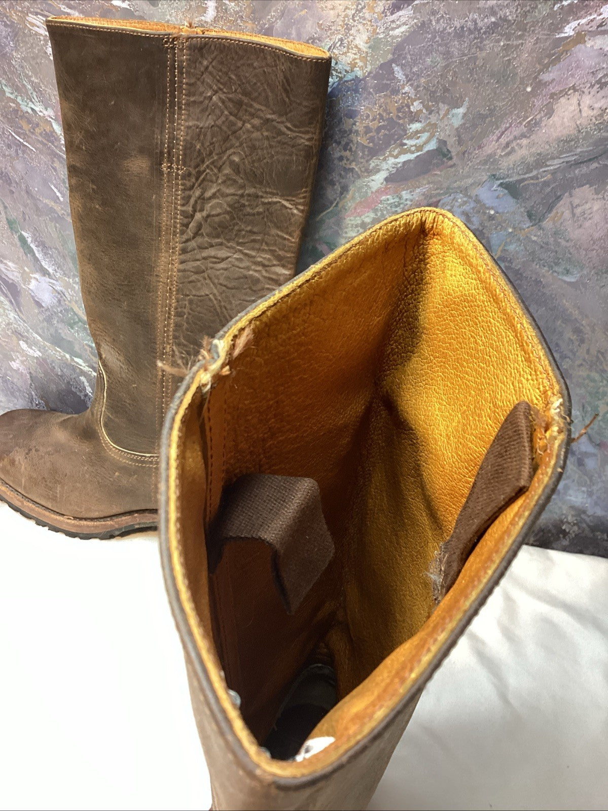 Frye Campus  Boots Women 8 M Brown Distressed Square Toe Western
