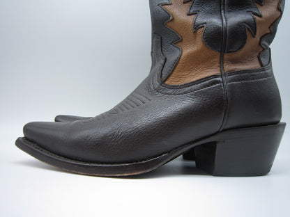 WOMENS 5.5 B TECOVAS BIRTHDAY VII NUMBERED COWBOY BOOTS BROWN DEERSKIN LEATHER