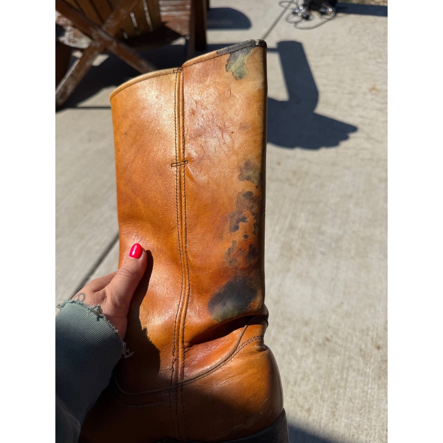 Vintage Frye Distressed Leather Tall Pull On campus Boots Women's