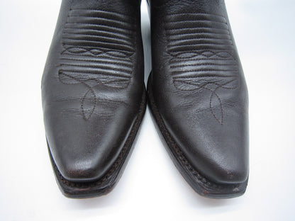 WOMENS 5.5 B TECOVAS BIRTHDAY VII NUMBERED COWBOY BOOTS BROWN DEERSKIN LEATHER