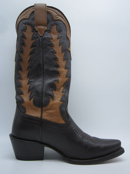 WOMENS 5.5 B TECOVAS BIRTHDAY VII NUMBERED COWBOY BOOTS BROWN DEERSKIN LEATHER