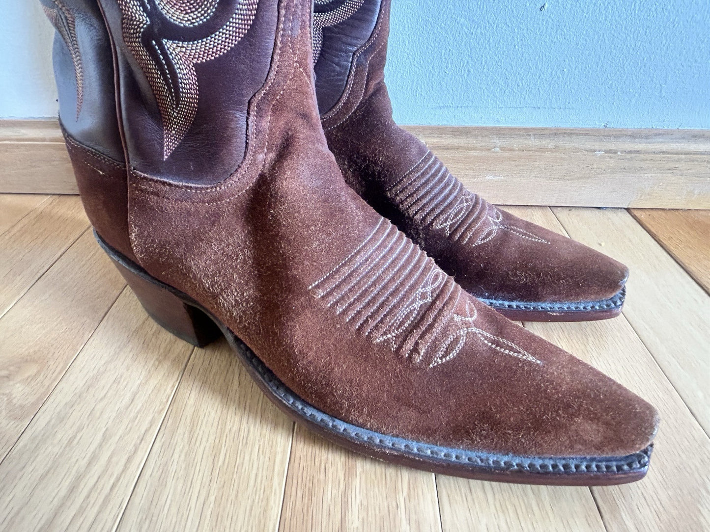 Women's Brown Leather LUCCHESE Classics L0503 Cowgirl Western Riding Boots 7.5B