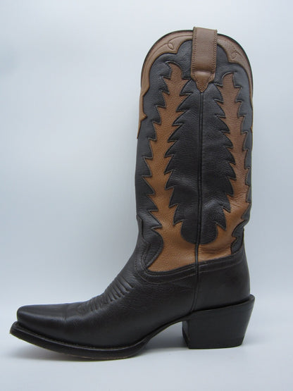 WOMENS 5.5 B TECOVAS BIRTHDAY VII NUMBERED COWBOY BOOTS BROWN DEERSKIN LEATHER