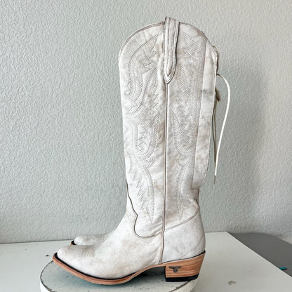 Lane MONICA Knee High Womens Cowboy Boots 10 White Western Cowgirl Tall Lace Up