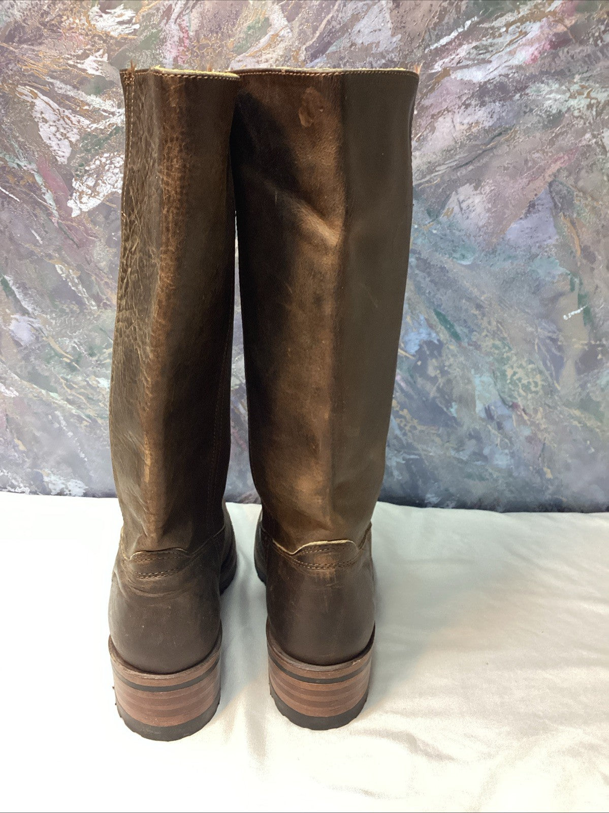Frye Campus  Boots Women 8 M Brown Distressed Square Toe Western