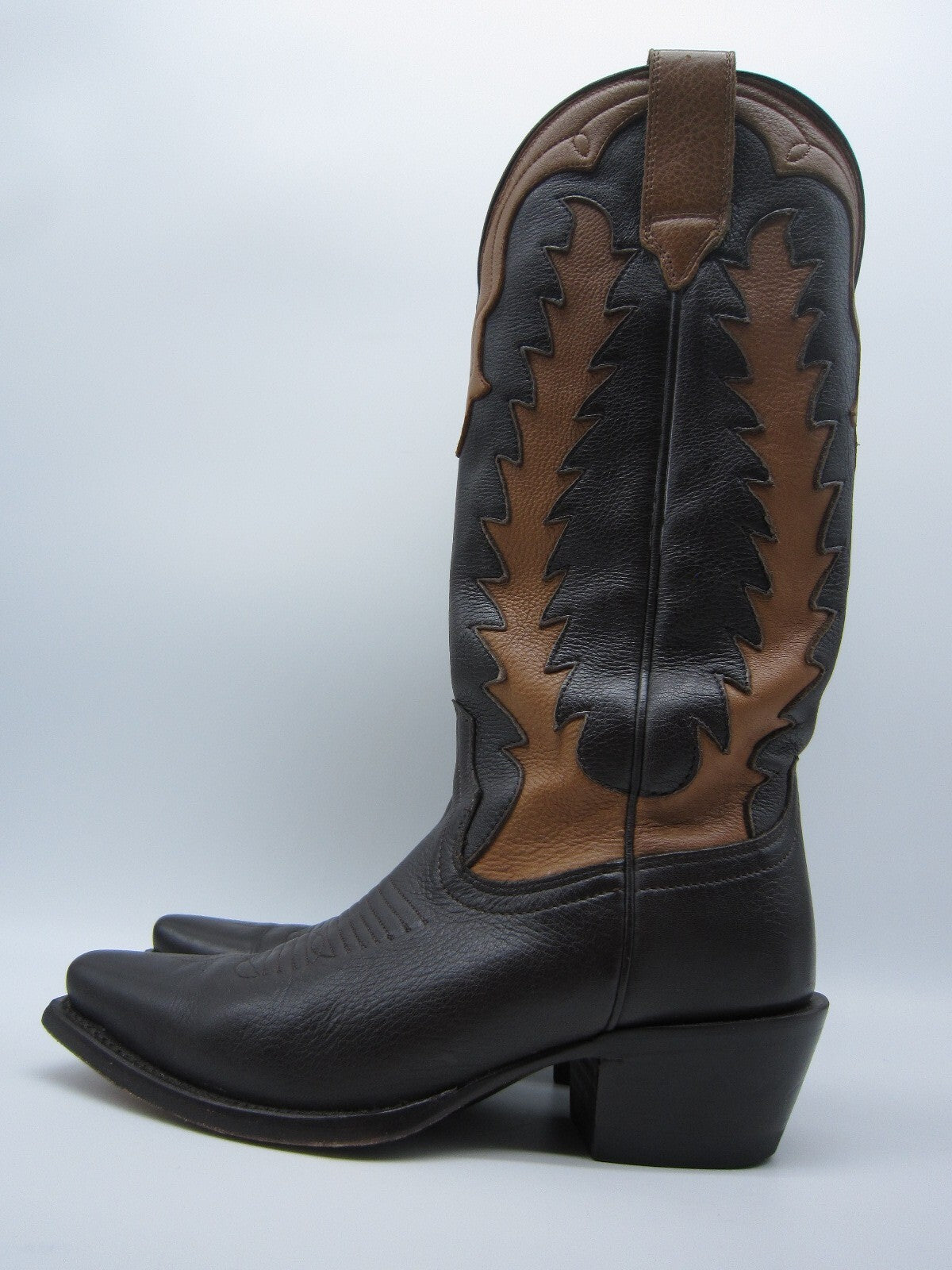 WOMENS 5.5 B TECOVAS BIRTHDAY VII NUMBERED COWBOY BOOTS BROWN DEERSKIN LEATHER