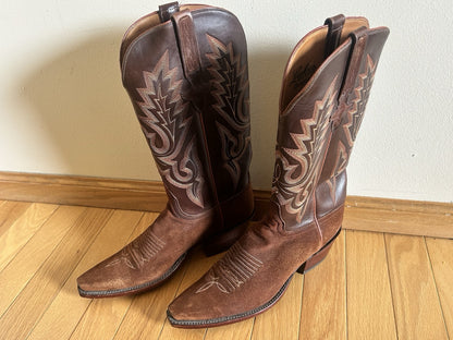 Women's Brown Leather LUCCHESE Classics L0503 Cowgirl Western Riding Boots 7.5B
