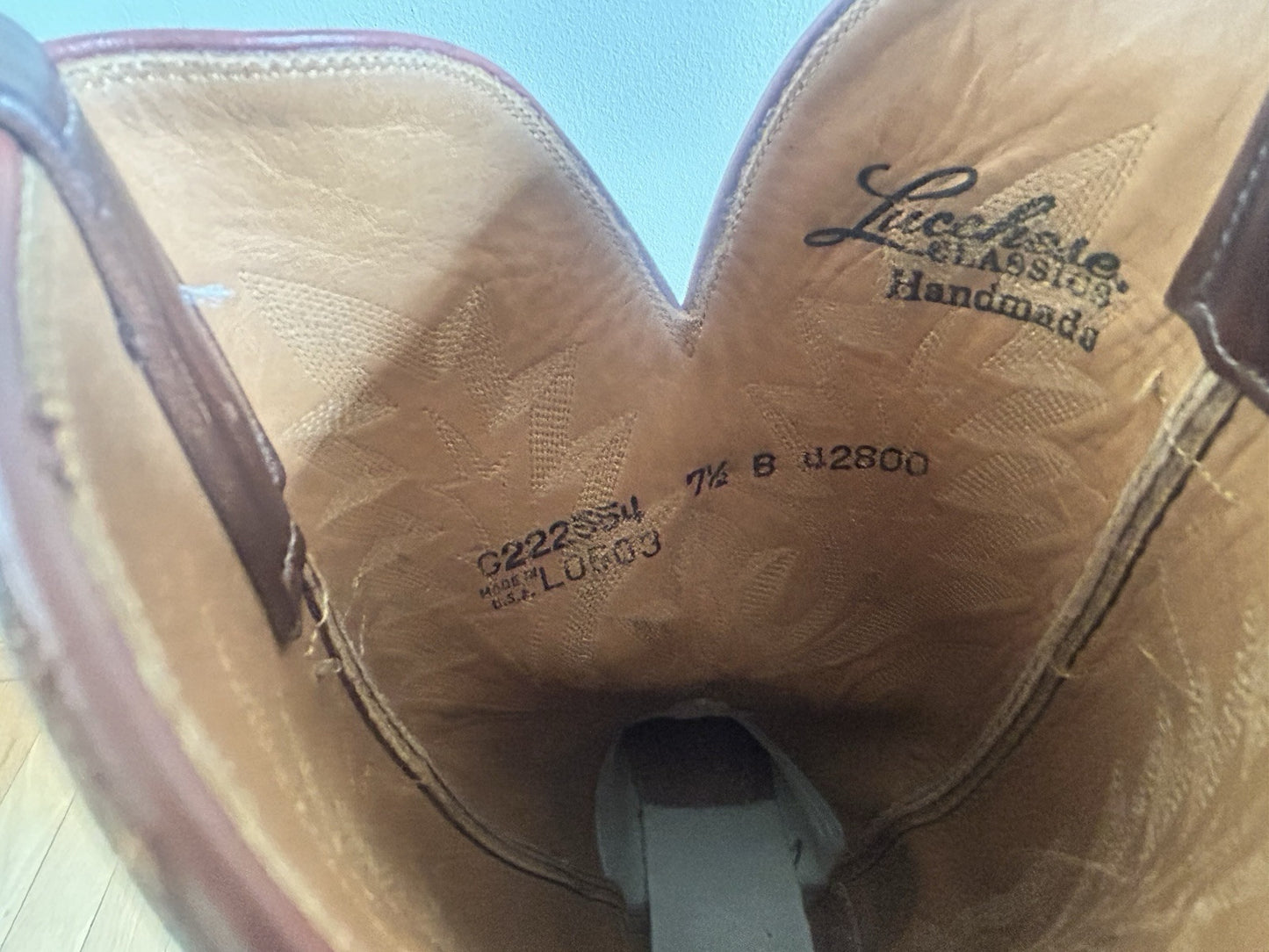 Women's Brown Leather LUCCHESE Classics L0503 Cowgirl Western Riding Boots 7.5B