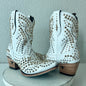 Lane DOLLY Womens Cowboy Bootie 9 White Gold Western Cowgirl Short Ankle Boots