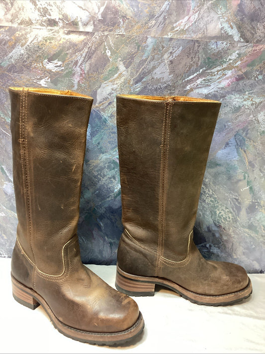 Frye Campus  Boots Women 8 M Brown Distressed Square Toe Western