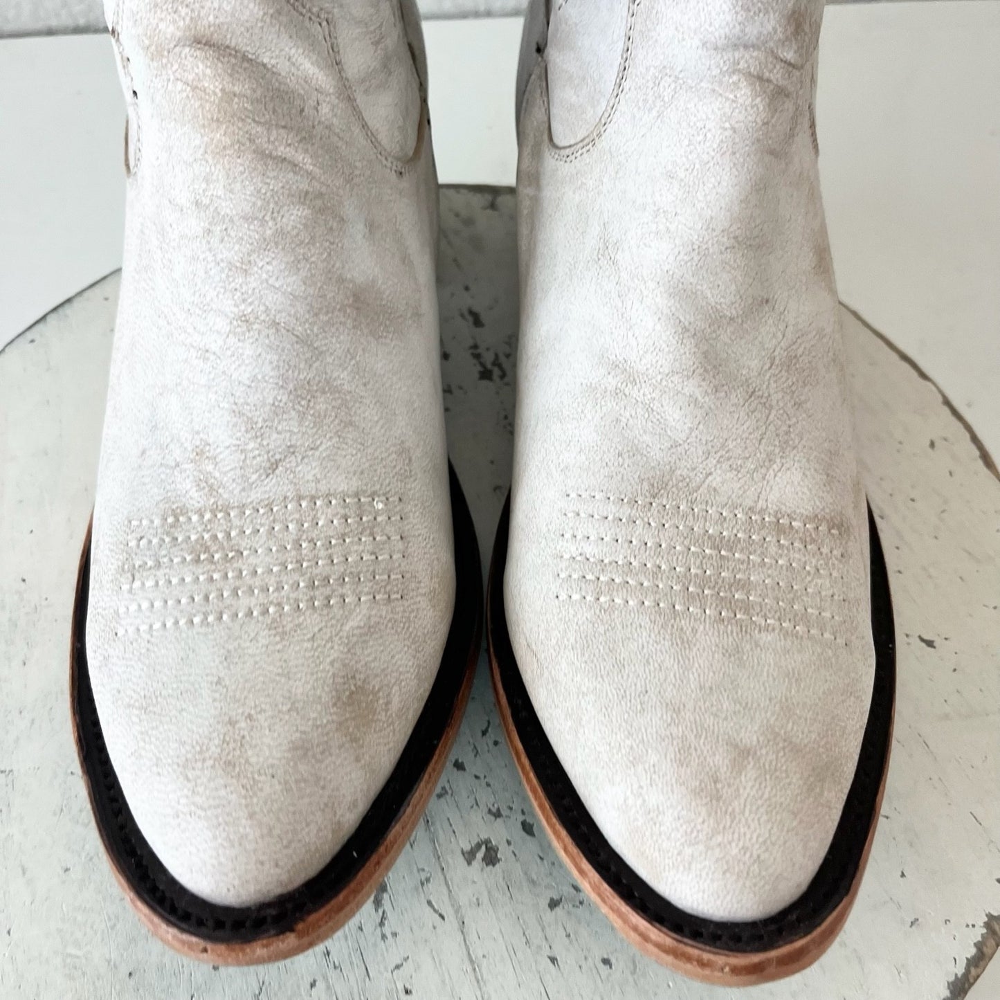 Lane MONICA Knee High Womens Cowboy Boots 10 White Western Cowgirl Tall Lace Up