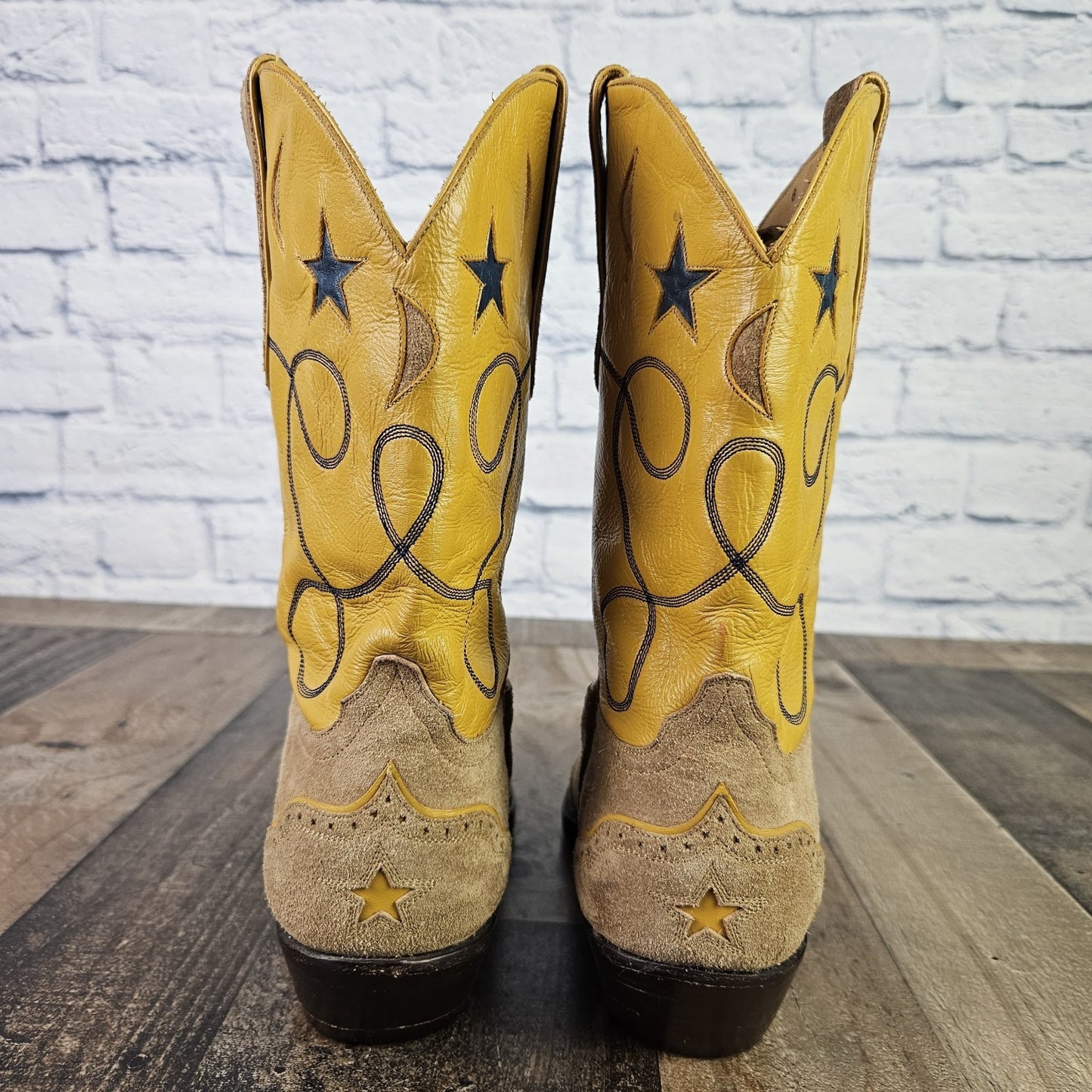 Women’s Liberty Boot Co Suede Moon Stars Boots Snip Toe Roper Size 10 B