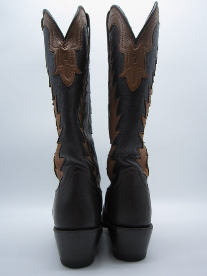 WOMENS 5.5 B TECOVAS BIRTHDAY VII NUMBERED COWBOY BOOTS BROWN DEERSKIN LEATHER