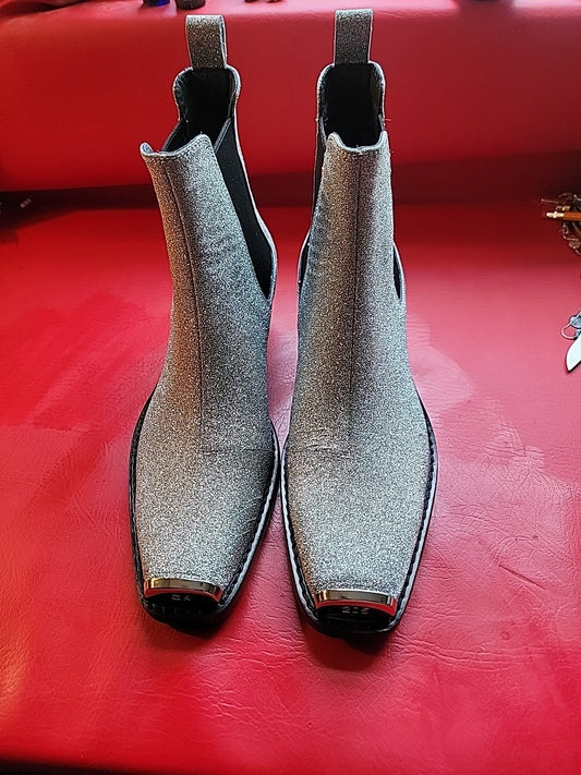 Calvin Klein X Raf Simons Boots Silver Western 205W39NYC Womens US 8.5