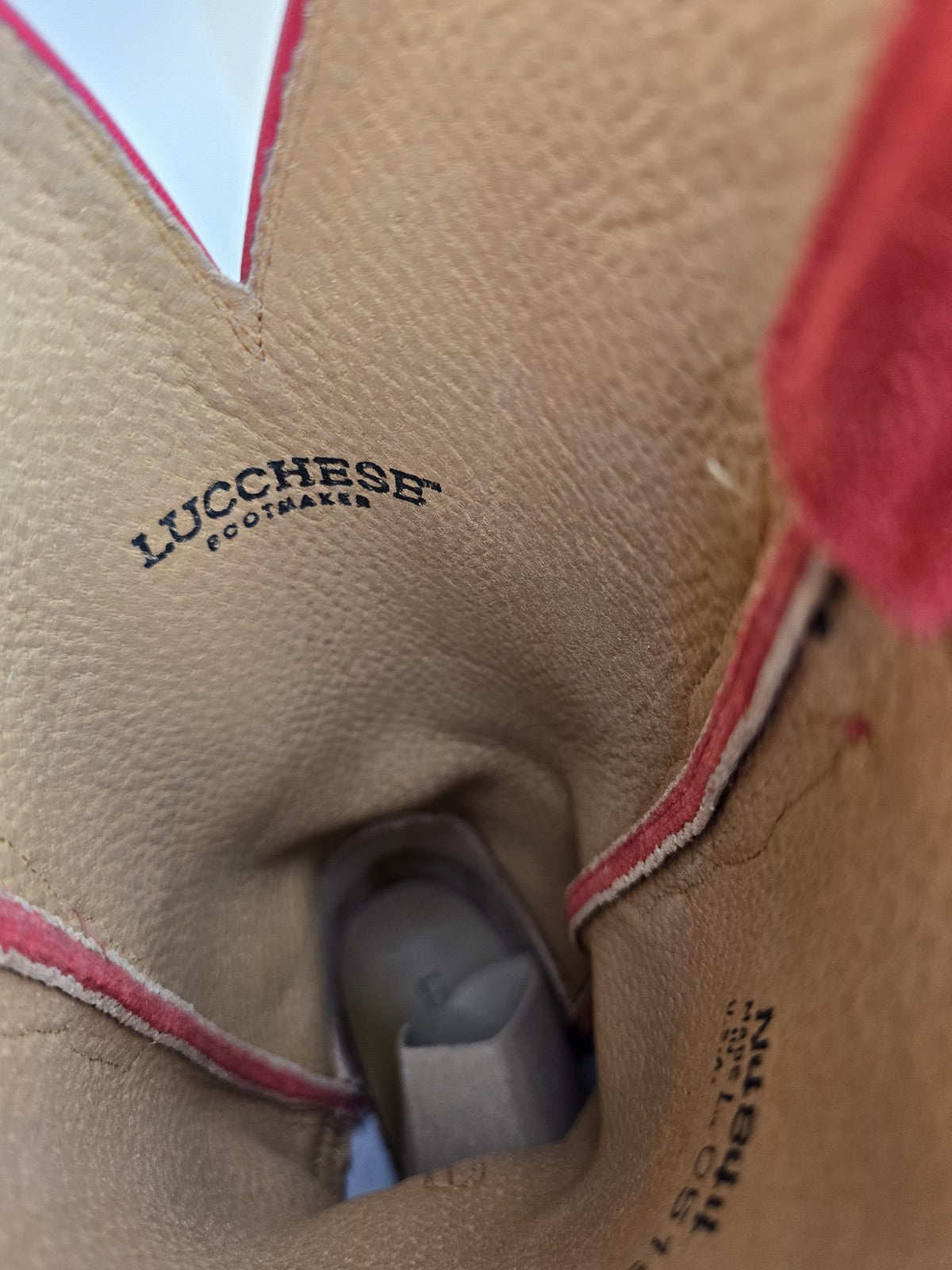 LUCCHESE WOMEN'S SZ 7 RED SUEDE SNIP TOE COWGIRL BOOTS MADE IN USA